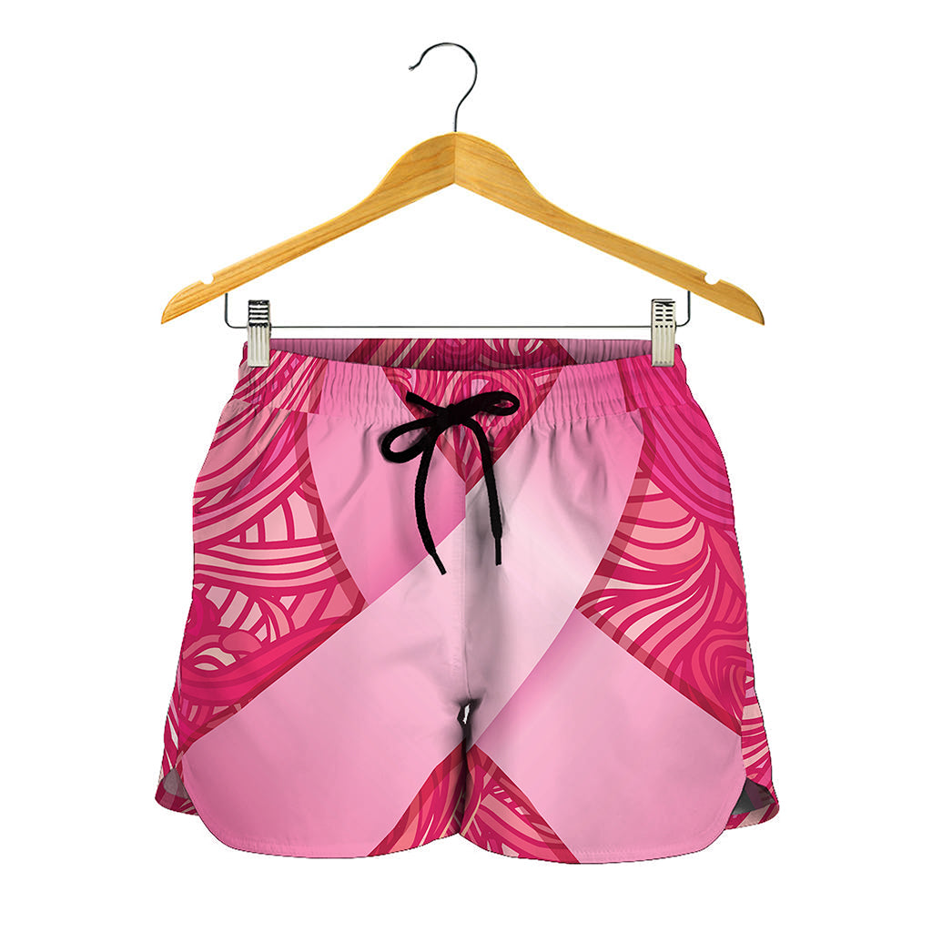 Breast Cancer Awareness Ribbon Print Women's Shorts