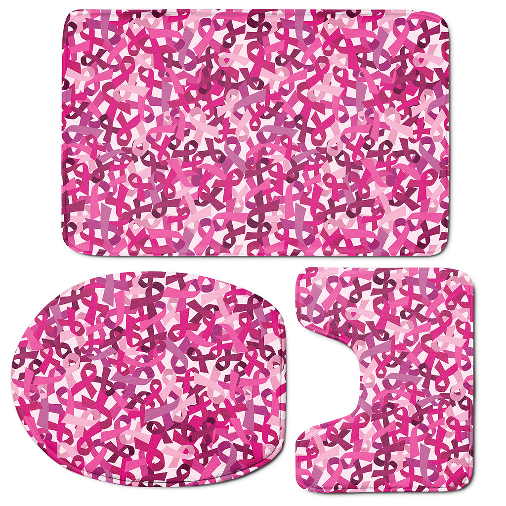 Breast Cancer Awareness Symbol Print 3 Piece Bath Mat Set