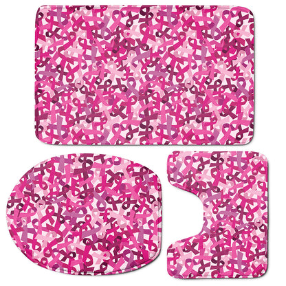 Breast Cancer Awareness Symbol Print 3 Piece Bath Mat Set