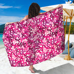 Breast Cancer Awareness Symbol Print Beach Sarong Wrap