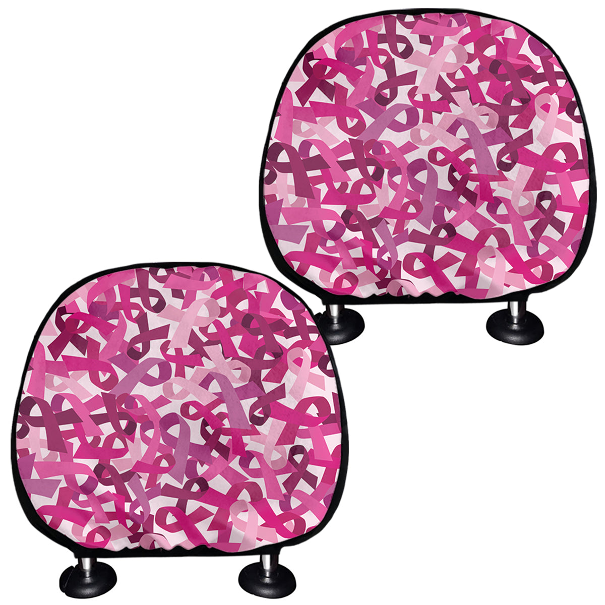 Breast Cancer Awareness Symbol Print Car Headrest Covers