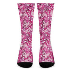 Breast Cancer Awareness Symbol Print Crew Socks