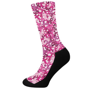 Breast Cancer Awareness Symbol Print Crew Socks