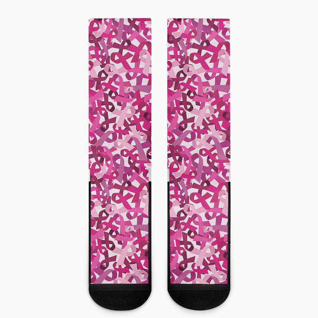 Breast Cancer Awareness Symbol Print Crew Socks