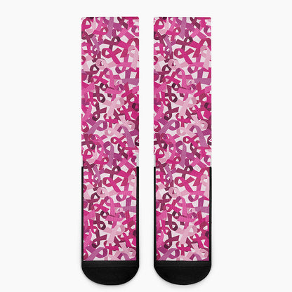 Breast Cancer Awareness Symbol Print Crew Socks
