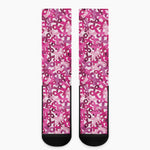 Breast Cancer Awareness Symbol Print Crew Socks