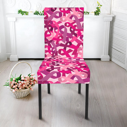 Breast Cancer Awareness Symbol Print Dining Chair Slipcover
