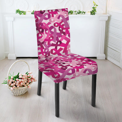 Breast Cancer Awareness Symbol Print Dining Chair Slipcover