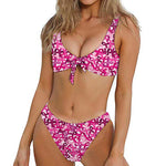 Breast Cancer Awareness Symbol Print Front Bow Tie Bikini
