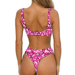Breast Cancer Awareness Symbol Print Front Bow Tie Bikini