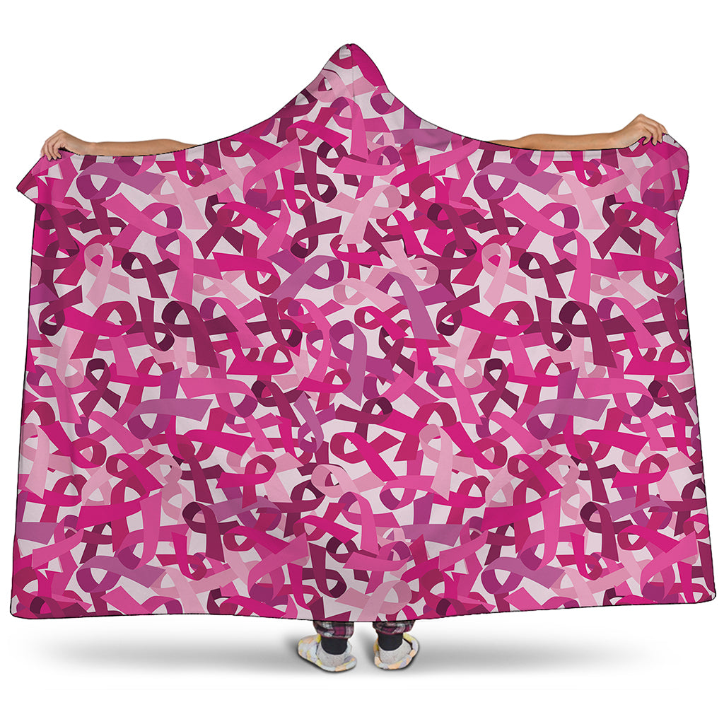 Breast Cancer Awareness Symbol Print Hooded Blanket