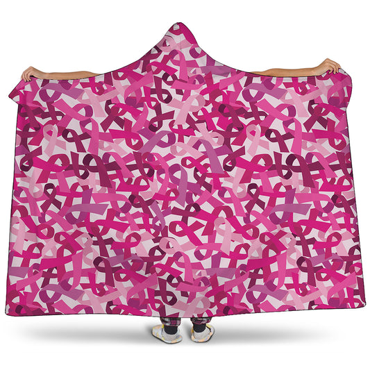 Breast Cancer Awareness Symbol Print Hooded Blanket