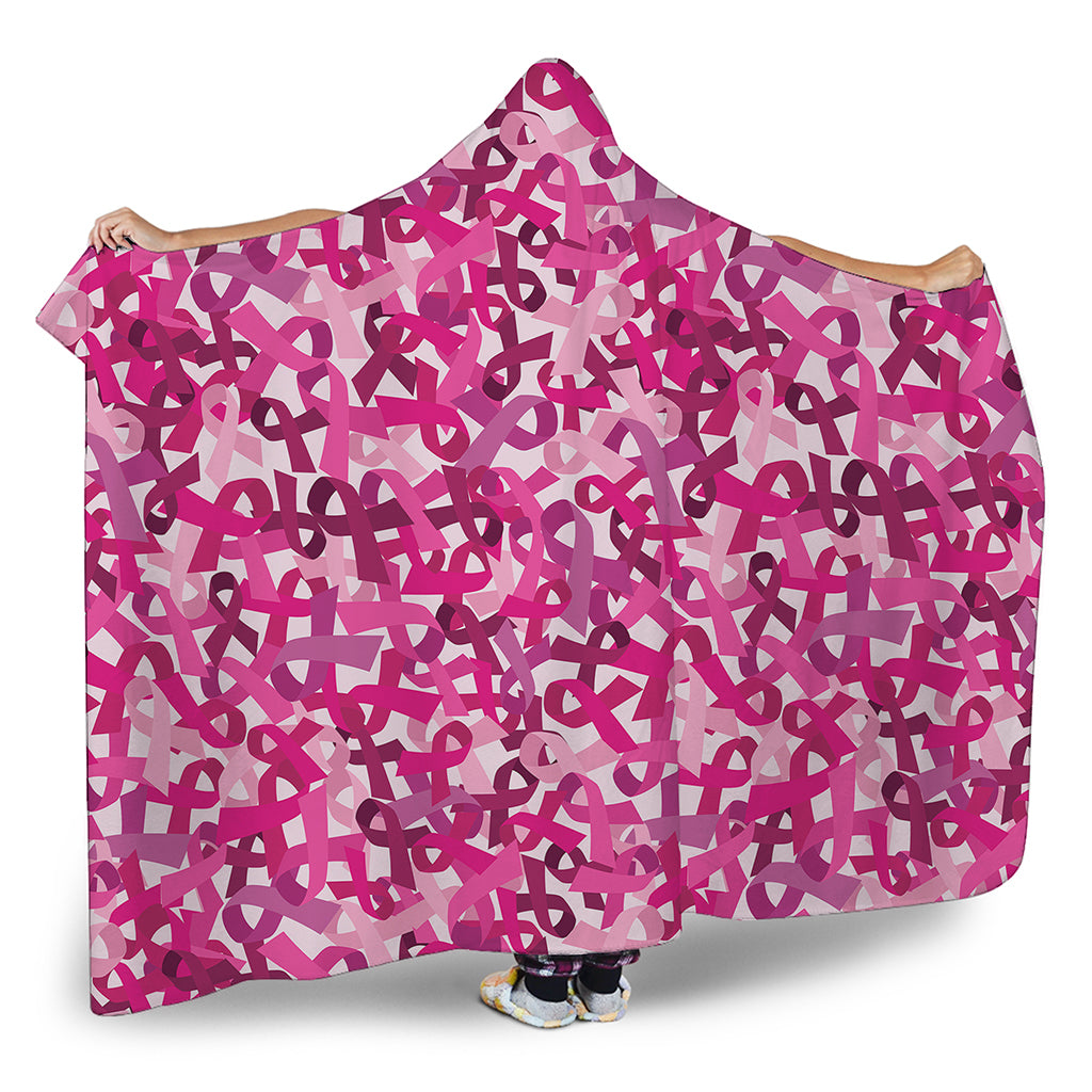Breast Cancer Awareness Symbol Print Hooded Blanket