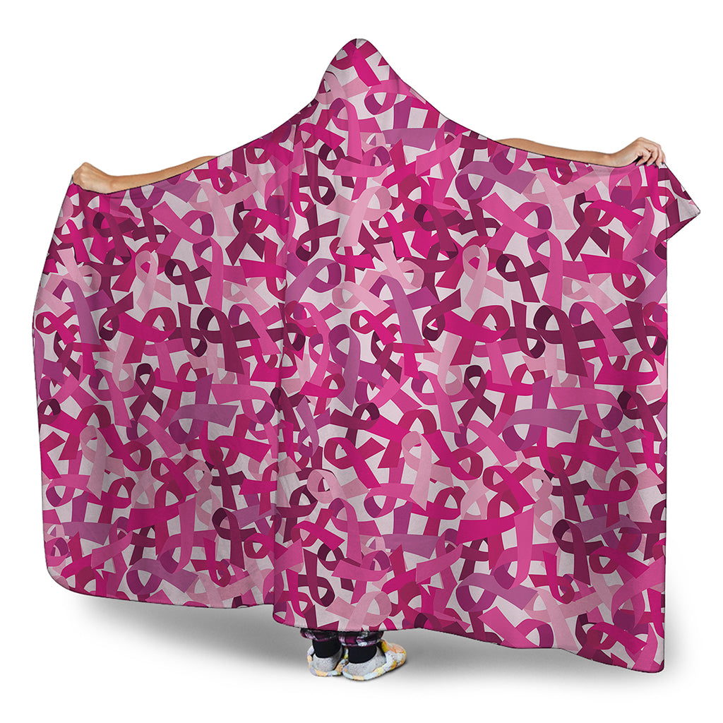 Breast Cancer Awareness Symbol Print Hooded Blanket