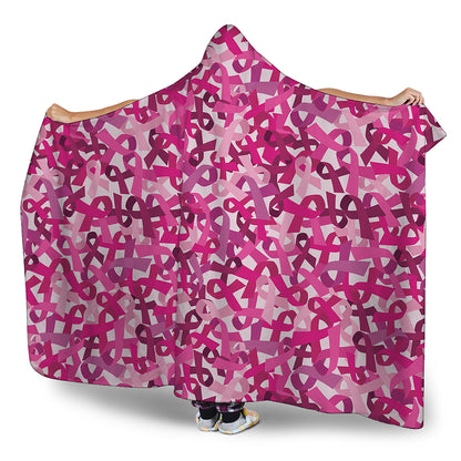 Breast Cancer Awareness Symbol Print Hooded Blanket
