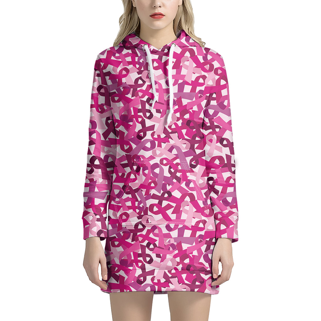 Breast Cancer Awareness Symbol Print Hoodie Dress