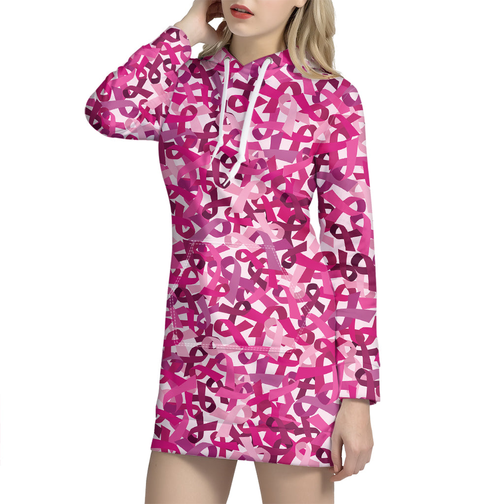 Breast Cancer Awareness Symbol Print Hoodie Dress