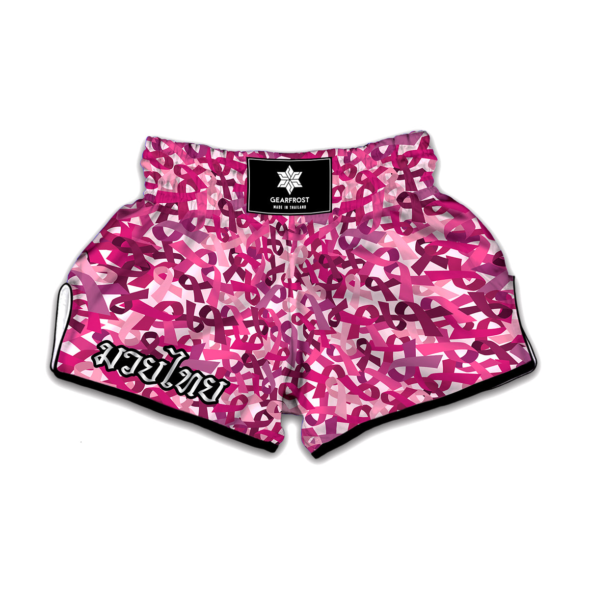 Breast Cancer Awareness Symbol Print Muay Thai Boxing Shorts