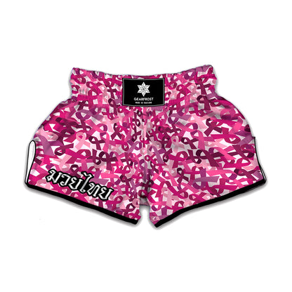 Breast Cancer Awareness Symbol Print Muay Thai Boxing Shorts