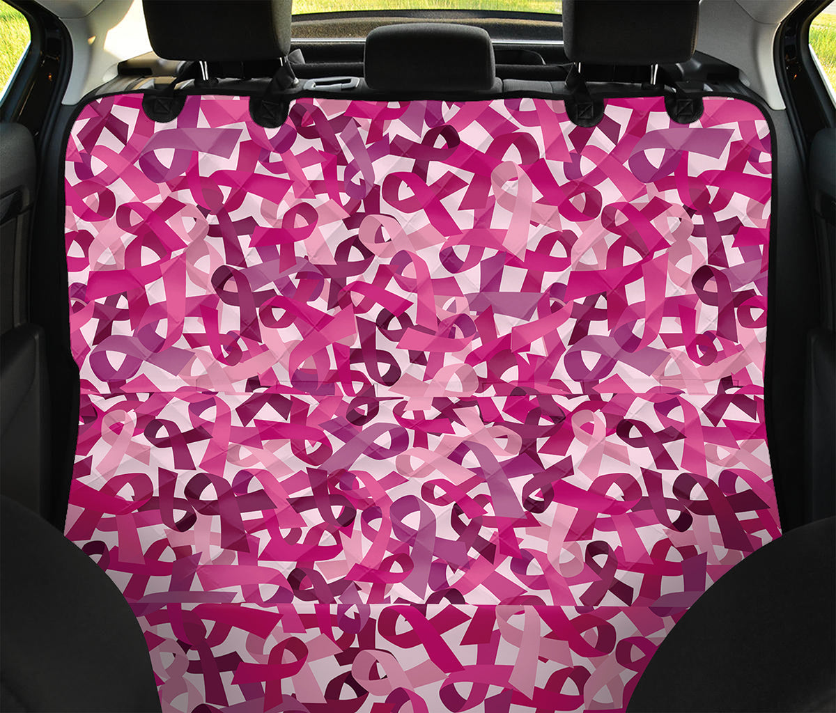 Breast Cancer Awareness Symbol Print Pet Car Back Seat Cover