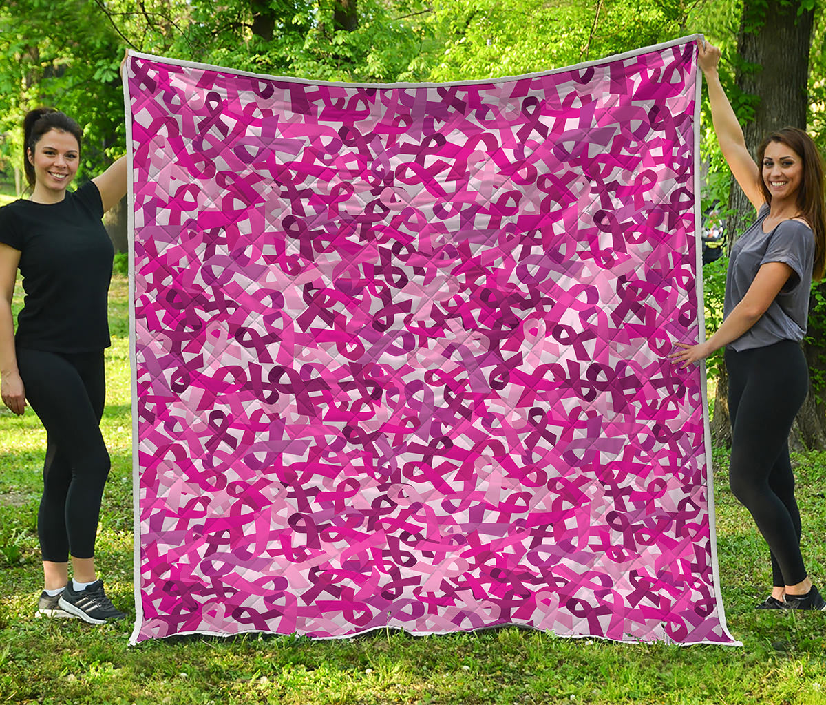 Breast Cancer Awareness Symbol Print Quilt