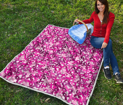 Breast Cancer Awareness Symbol Print Quilt