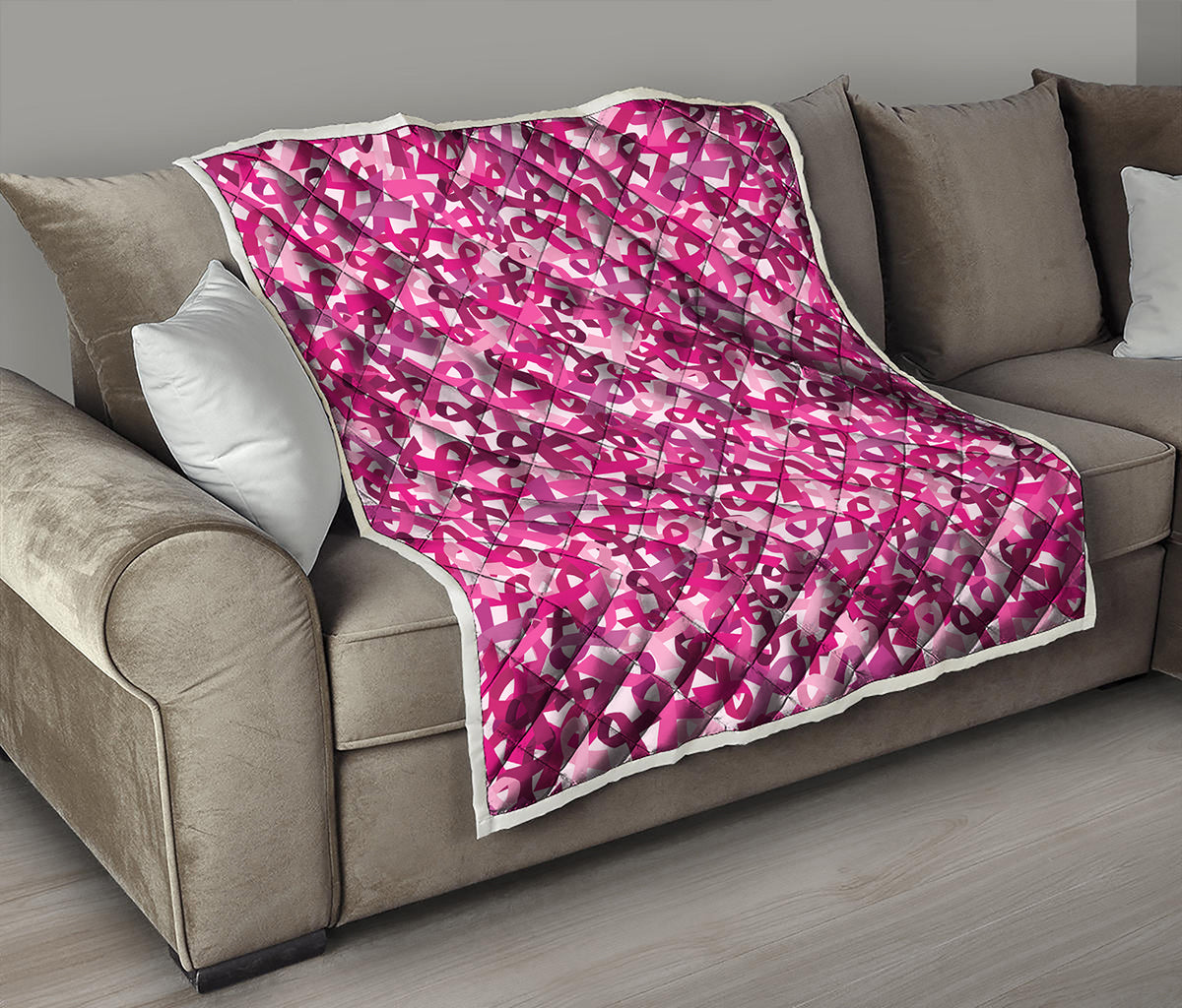 Breast Cancer Awareness Symbol Print Quilt