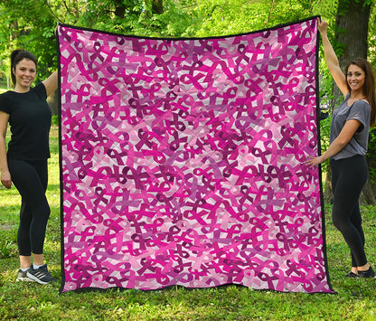 Breast Cancer Awareness Symbol Print Quilt