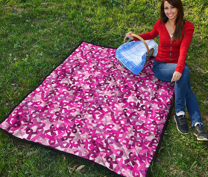 Breast Cancer Awareness Symbol Print Quilt