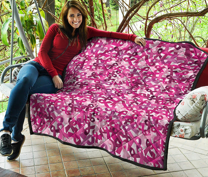 Breast Cancer Awareness Symbol Print Quilt