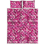 Breast Cancer Awareness Symbol Print Quilt Bed Set