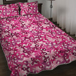 Breast Cancer Awareness Symbol Print Quilt Bed Set