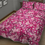 Breast Cancer Awareness Symbol Print Quilt Bed Set