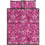 Breast Cancer Awareness Symbol Print Quilt Bed Set
