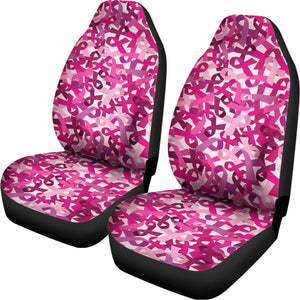 Breast Cancer Awareness Symbol Print Universal Fit Car Seat Covers