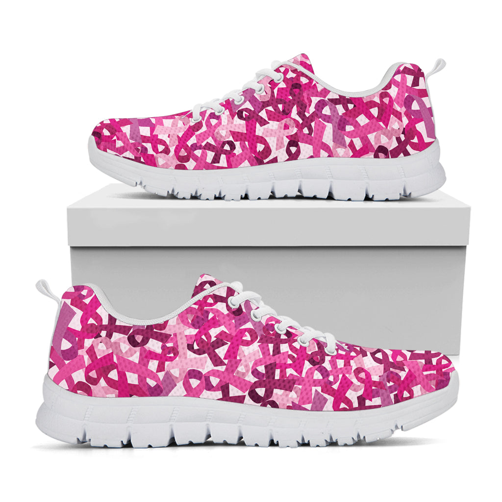 Breast Cancer Awareness Symbol Print White Sneakers