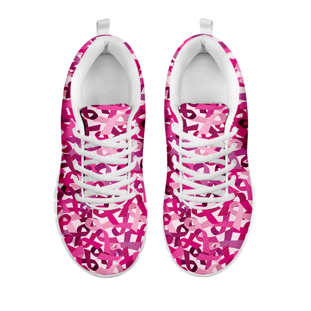 Breast Cancer Awareness Symbol Print White Sneakers