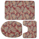 Brick Floral Bohemian Pattern Print 3 Piece Bath Mat Set