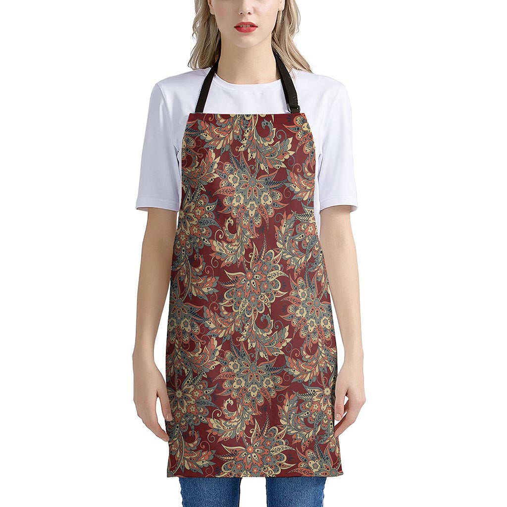 Brick Floral Bohemian Pattern Print Apron