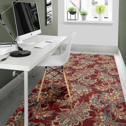 Brick Floral Bohemian Pattern Print Area Rug GearFrost