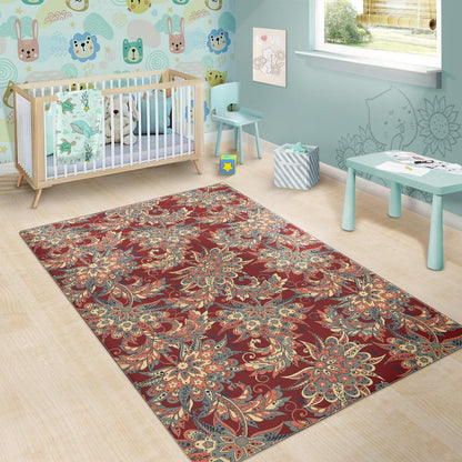 Brick Floral Bohemian Pattern Print Area Rug GearFrost