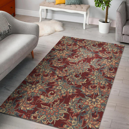 Brick Floral Bohemian Pattern Print Area Rug GearFrost