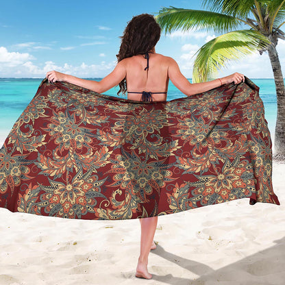 Brick Floral Bohemian Pattern Print Beach Sarong Wrap