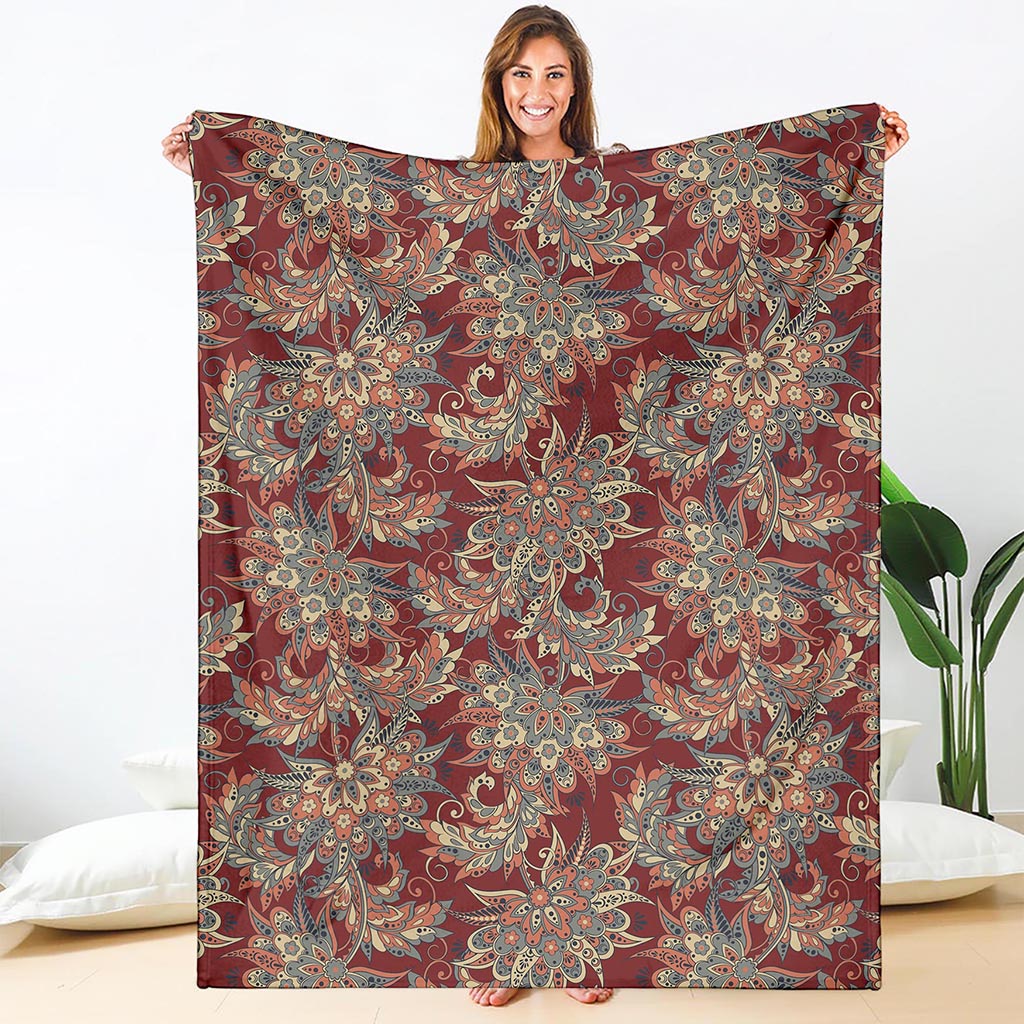 Brick Floral Bohemian Pattern Print Blanket