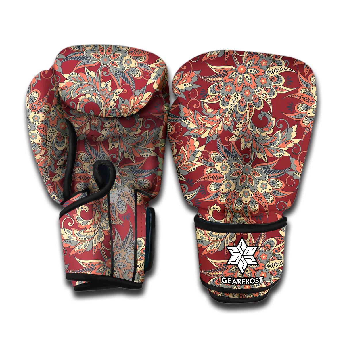 Brick Floral Bohemian Pattern Print Boxing Gloves
