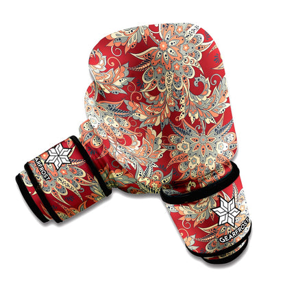 Brick Floral Bohemian Pattern Print Boxing Gloves