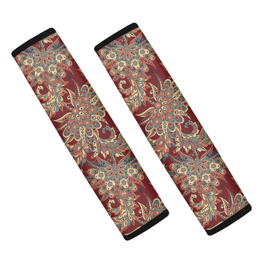 Brick Floral Bohemian Pattern Print Car Seat Belt Covers