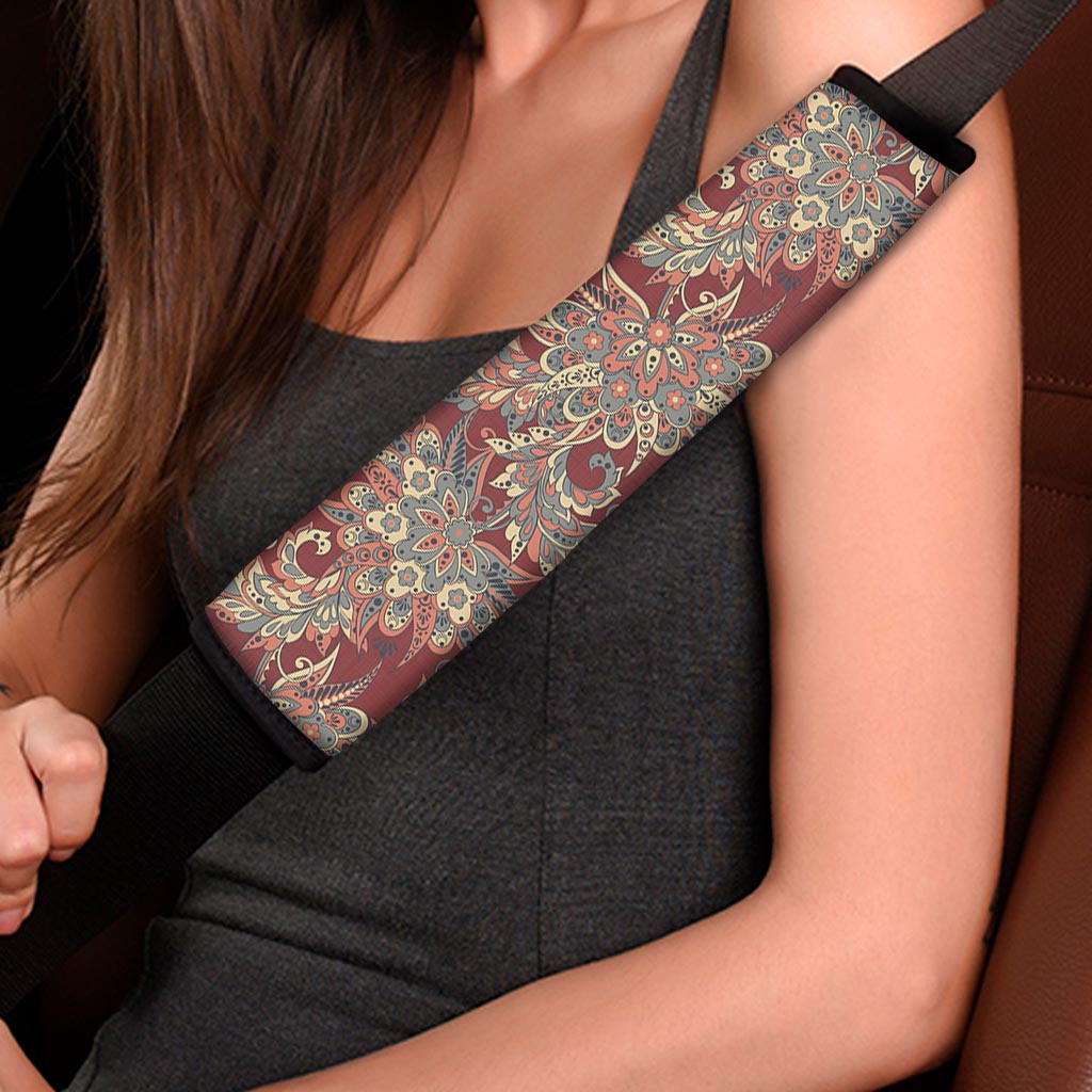 Brick Floral Bohemian Pattern Print Car Seat Belt Covers