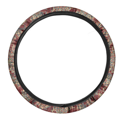 Brick Floral Bohemian Pattern Print Car Steering Wheel Cover