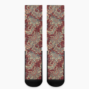 Brick Floral Bohemian Pattern Print Crew Socks